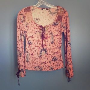 Vintage 579 lace peasant pick paisley top